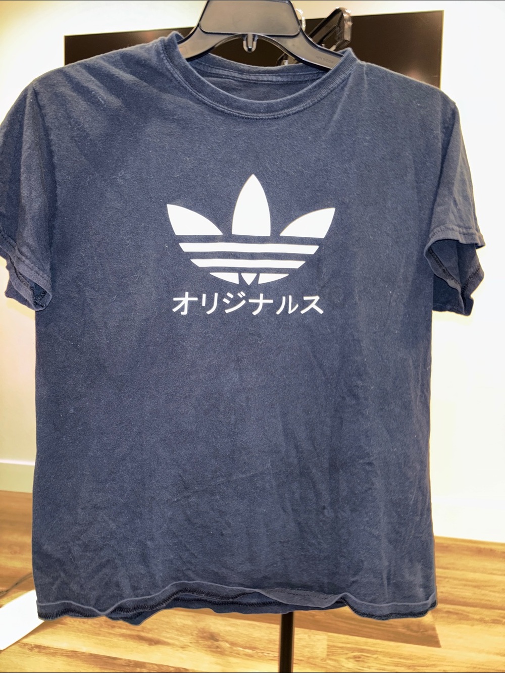 Custom madeOriginals blackLogo Tee with Japanese text adidas (originals)